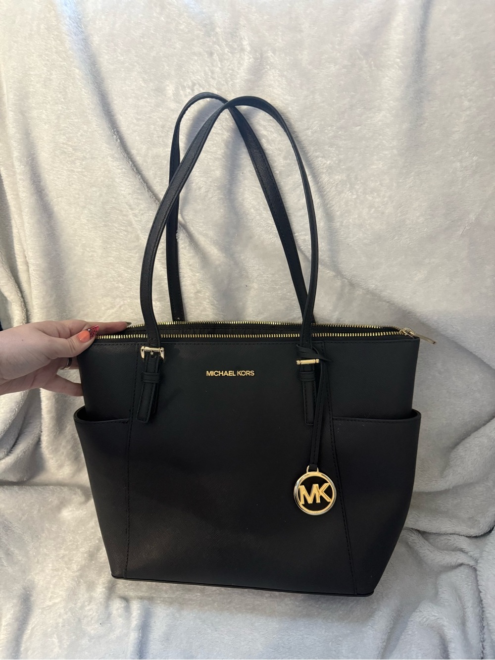 Michael Kors Black Tote with Gold MK Charm